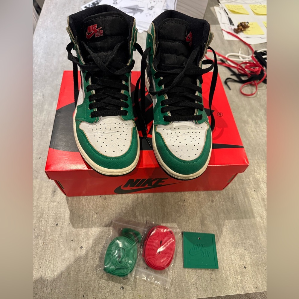 Pre owned Jordan 1 retro lucky GREEN  high top 8.5
